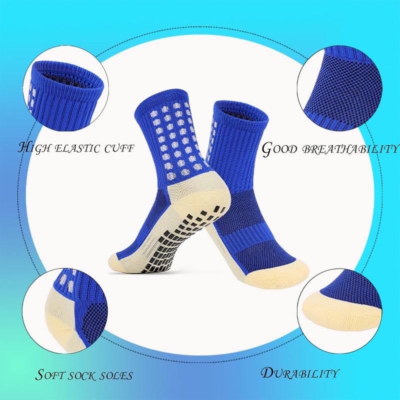 Jerucars Kids Grip Soccer Socks Anti Slip Football Athletic Sports Crew Socks for 8-12 Years Youth Boys Girls - Image 2